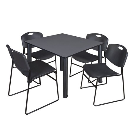 Regency Kee Square Table & Chair Set, Wood, Metal, Polypropylene Top TB4848GYBPBK44BK
